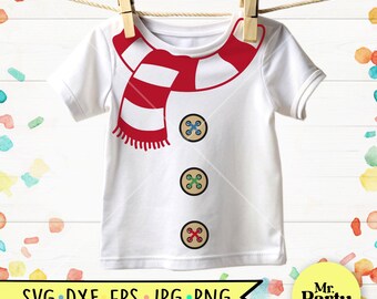 Snowman with striped scarf, scarf svg, snowman costume svg, snowman shirt svg, Christmas svg, Christmas costume svg