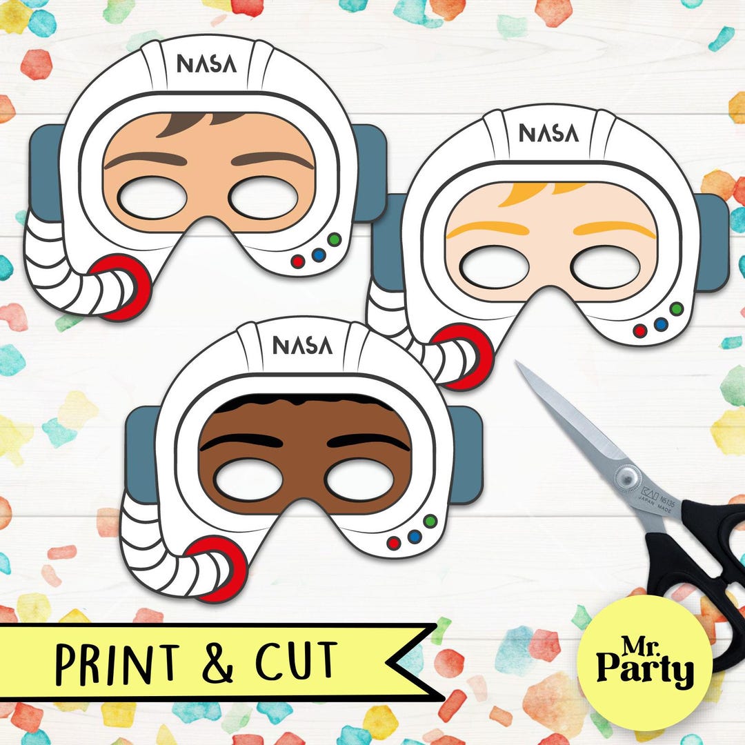 Boy Astronaut Mask Printable Coloring, Astronaut Party, Printable and ...