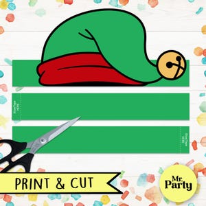 Papieren kroon elfenhoed, pdf kerstpapieren kroon, afdrukbare elfenhoed, afdrukbare en kleurbare pdf, elfenkostuum, kinderen knutselen kerst DIY
