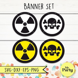Símbolo nuclear svg, radiactivo svg, símbolo radiactivo svg, pancarta nuclear svg, pancarta personalizada de bricolaje, decoración de Halloween svg, cricut Cutfile