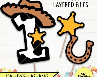 Cowboy number birthday svg, Cowboy topper svg, Sheriff Star Svg, Party svg, Cow print svg, 1st birthday svg, Birthday shirt, number cow svg