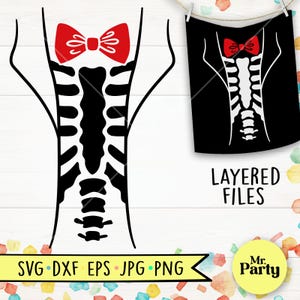 Scheletro svg, costume da catrin svg, scheletro con papillon svg, costume da scheletro svg, maglietta da scheletro, costume di Halloween svg, Halloween svg