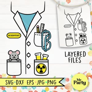 Uniform wetenschapper svg, gekke wetenschapper kostuum SVG, wetenschapper shirt svg, Halloween shirt svg, gekke wetenschapper jas svg, cricut gesneden bestanden