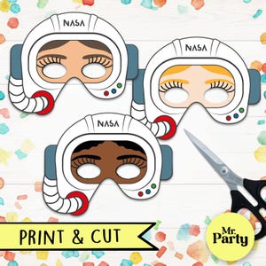 Maschera da astronauta da bambina stampabile da colorare, festa da astronauta, pdf stampabile e colorabile, costume da astronauta, lavoretti per bambini da astronauta, fai da te per Halloween