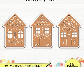 Gingerbread house svg, christmas gift tag, Gingerbread house cut file, Christmas balls svg, Christmas ornaments svg, Christmas banner svg