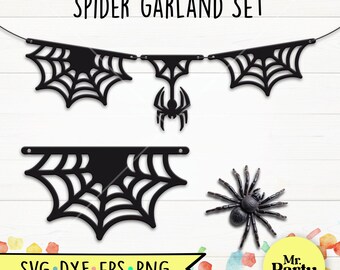 Spider web Banners SVG, Bunting SVG, DIY Custom Banners, Halloween Decoration svg, Halloween svg, Spider web svg, cricut Cutfile, silhouette