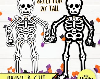 Printable Skeleton craft 20 inch, skeleton cut craft, Easy Skeleton pdf, Large Printable Skeleton, Halloween Decorations, DIY Classroom