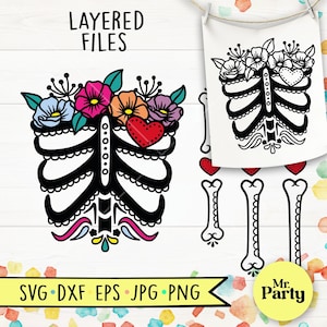 Floral Catrina svg, Catrina Kostüm, Catrina Kleid, Skeleton Kostüm, Blumenskelett svg, Catrina Shirt, Halloween-Shirt svg, Halloween svg