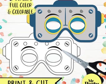 Robot Mask Printable Coloring, robot mask pdf, Robots party, printable and colorable pdf, Robots costume, Kids Craft Robot, printable mask
