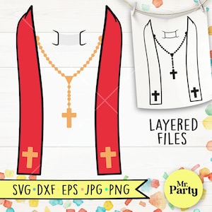 Preacher svg, priest costume svg, priest svg, rosary sag, Halloween costume svg, clergyman svg, deacon costume svg, Reverend Halloween svg