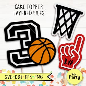 Geburtstag SVG, Basketball Kuchen Topper, Dekoration Basketball Topper, Party, Korb svg, Nummer 1 svg, Basketball svg