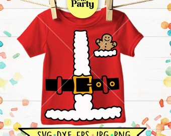 Santa costume svg, Santa Claus SVG, Santa shirt svg, Christmas svg, Santa Outfit Svg, Christmas costume svg, Gingerbread man svg, santa kids