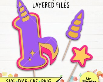 Unicorn 1st birthday SVG, Unicorn cake topper svg, decoration Unicorn topper svg, Party svg, 1st Birthday shirt svg, Unicorn svg, Star svg
