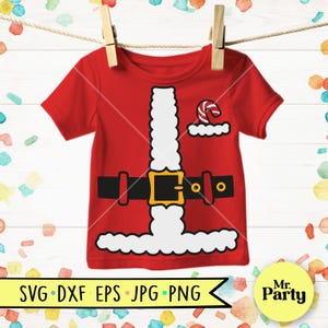 Svg de costume de père Noël, père Noël SVG, svg de chemise de père Noël, Noël svg, Svg de tenue de père Noël, Costume de Noël svg, père Noël coupé fichier svg, père Noël enfants