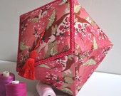 Hand Made Keepsake Origami Box - Japanese Cranes - Fabric Covered Storage Box - Cartonnage - Gift Box - Sewing Gift