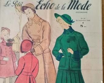 Vintage French Fashion Magazine - Fashion Plates, Illustrations, 1940s France