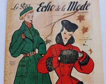 November 1948 French Fashion and Lifestyle Magazine for Fashion Students, Paper Crafts, Research or Framing