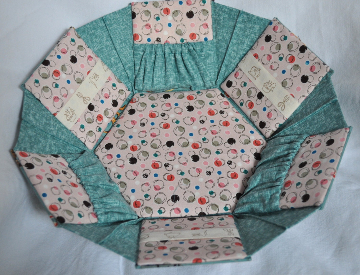 Hexagonal Sewing Box Fabric Covered Cartonnage 'vintage Sewing Pattern
