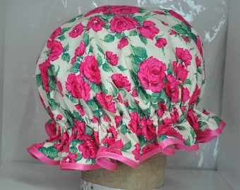 Glamorous Shower or Bath Cap Pink Roses Gift for Her made in the U.K.