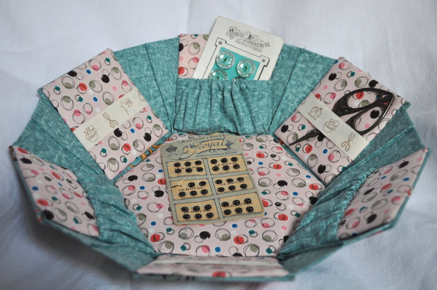 Hexagonal Sewing Box Fabric Covered Cartonnage 'vintage Sewing Pattern