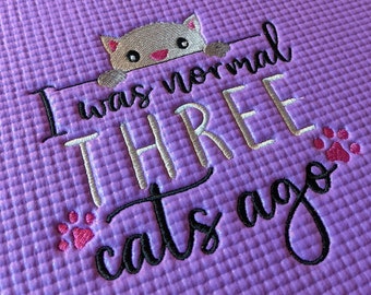 Kitty Dining Mat - I Was Normal THREE Cats Ago (purple)