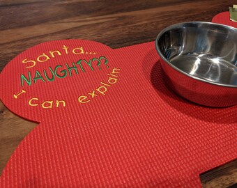 Doggie Dining Mat - Santa...Naughty?? I can explain