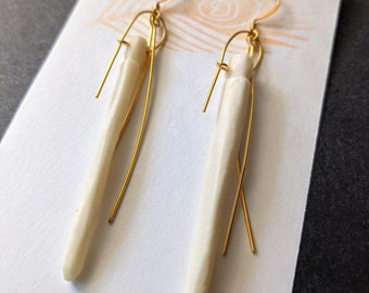 Bone + Brass Pendant Earrings