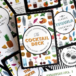 Cocktail Recipe Cards - 52 Classic Cocktail Recipes in the form of Playing Cards - Cocktail Gift - Hostess Gift