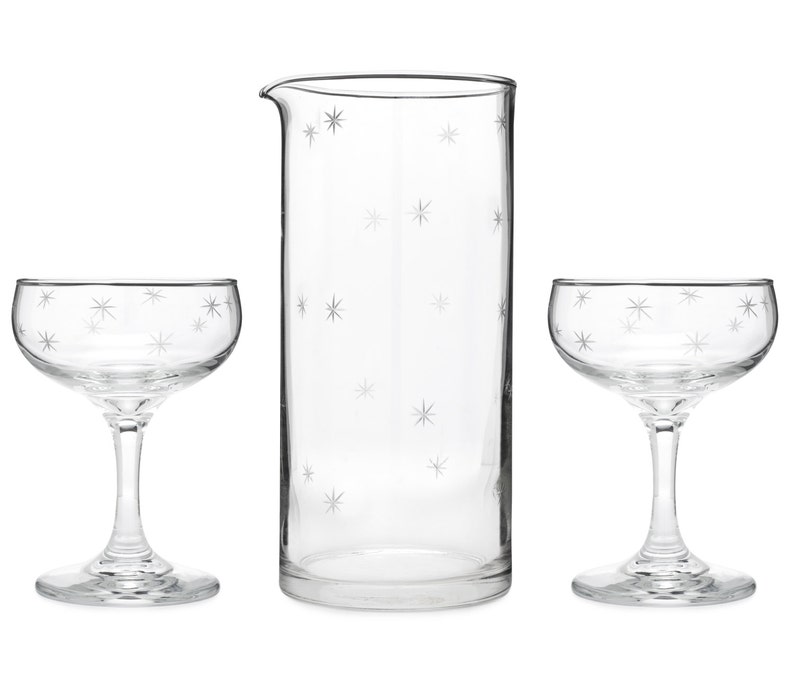 Hand Engraved Cocktail Set Includes Mixing Glass and Two Etsy