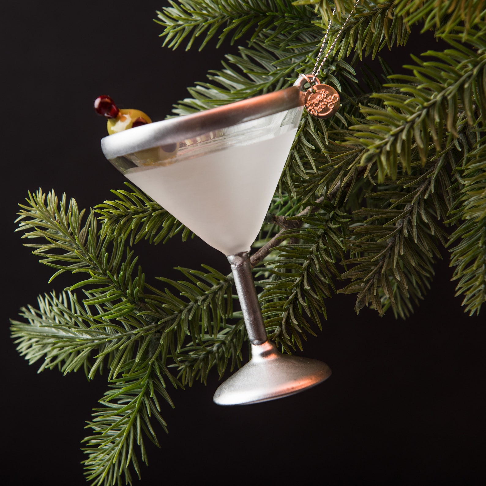 Image of handblown glass martini christmas ornament