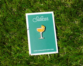 Sidecar Cocktail Pin - Tiny Enamel Lapel Pin - Bartender Gift - Classic Cocktail Gift