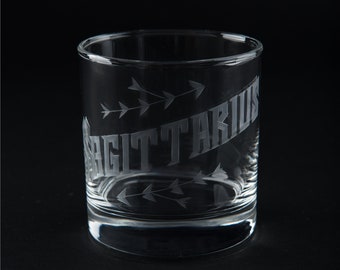 Hand Engraved Sagitarrius Glass - Zodiac / Astrology