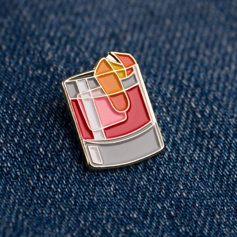 Negroni Cocktail Enamel Pin image 1