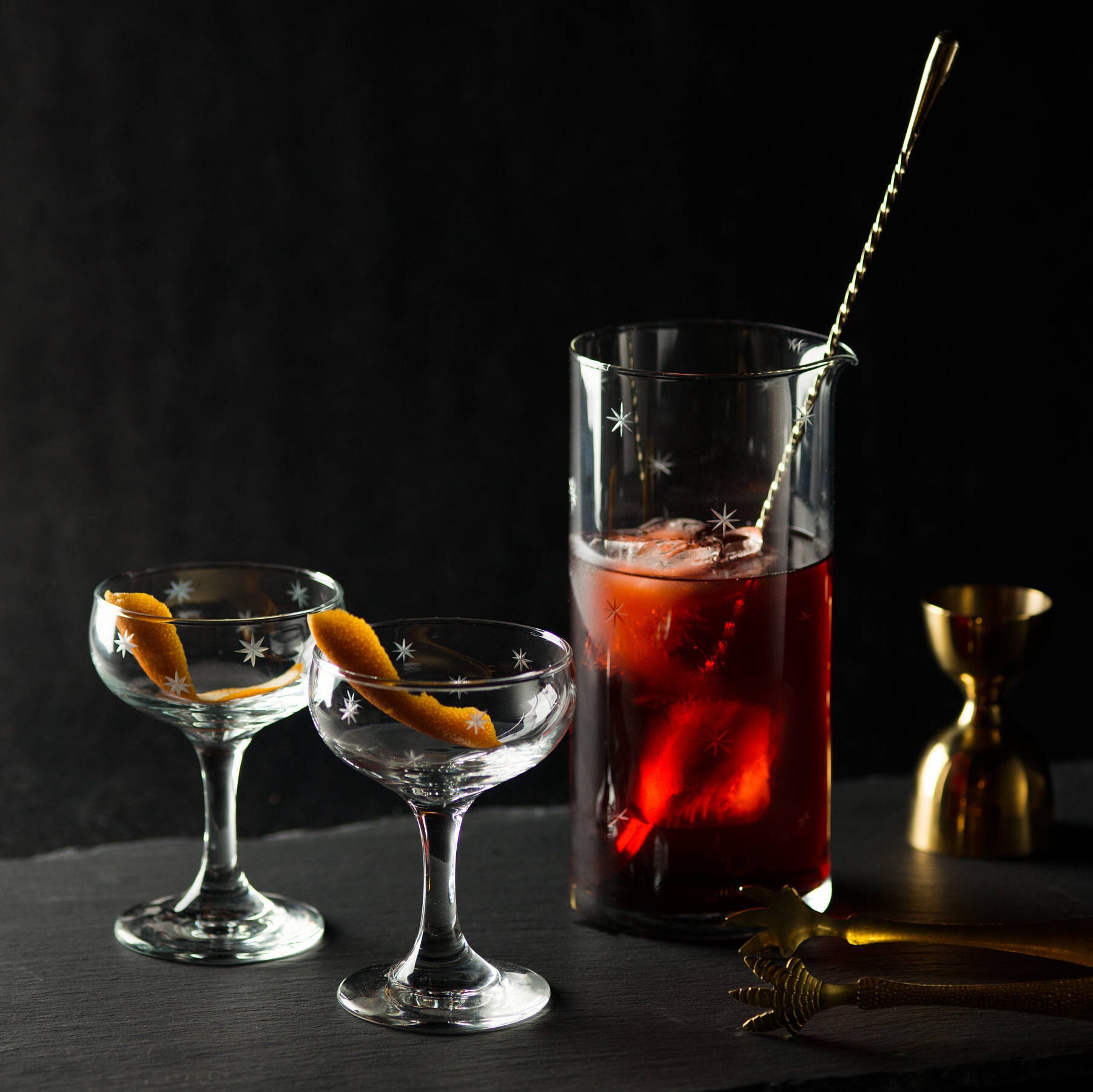 Hand Engraved Cocktail Set Includes Mixing Glass and Two Etsy