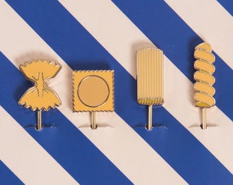 Pasta Enamel Cocktail Picks: Gold Drink Stirrers, Set of 4