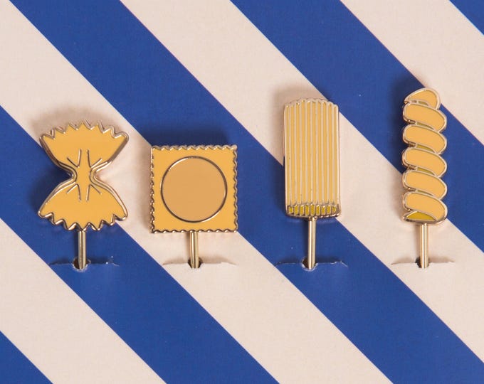 Pasta Enamel Cocktail Picks: Gold Drink Stirrers, Set of 4