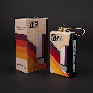 Handblown Glass VHS Tape Christmas Ornament: Retro Movie Lover Gift