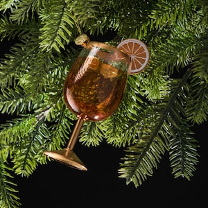 Aperol Spritz Cocktail Christmas Ornament - Holiday Gift - Spritz Lover Gift - Aperitivo Gift - Handblown Glass Decoration