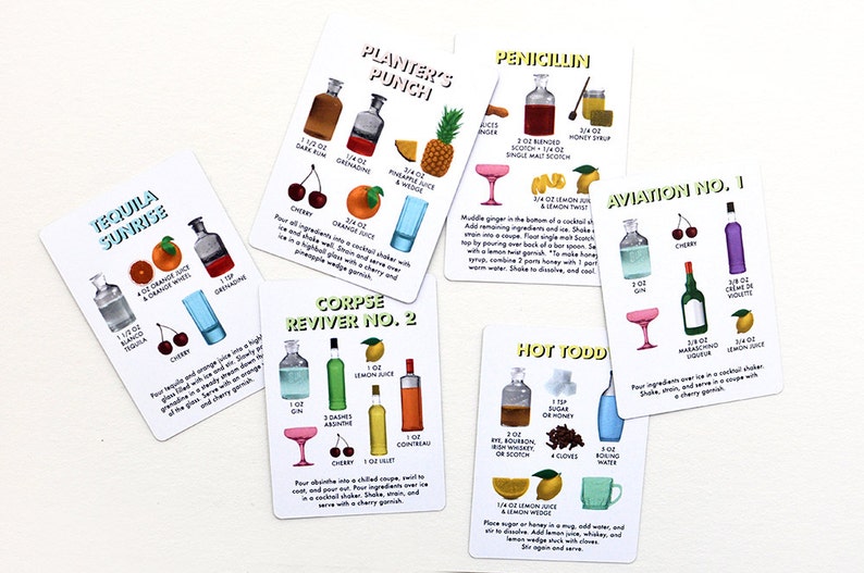 Cocktail Recipe Cards 52 Classic Cocktail Recipes in the form of Playing Cards image 3