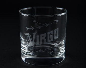 Hand Engraved Virgo Glass - Zodiac / Astrology