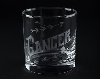 Hand Engraved Cancer Glass - Zodiac / Astrology