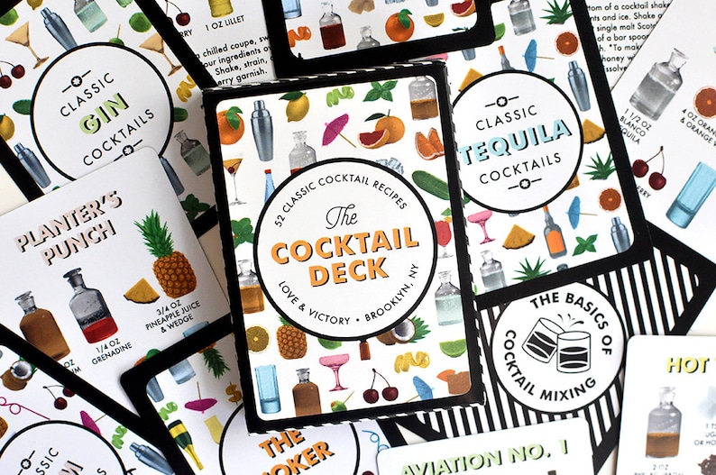 Cocktail Recipe Cards 52 Classic Cocktail Recipes in the form of Playing Cards image 1