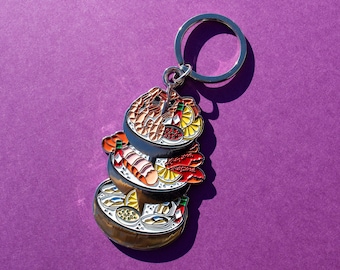 Seafood Tower Keychain - Seafood Lover Gift - Oyster Gift - Lobster Gift - Shrimp Cocktail Gift - Foodie Gift