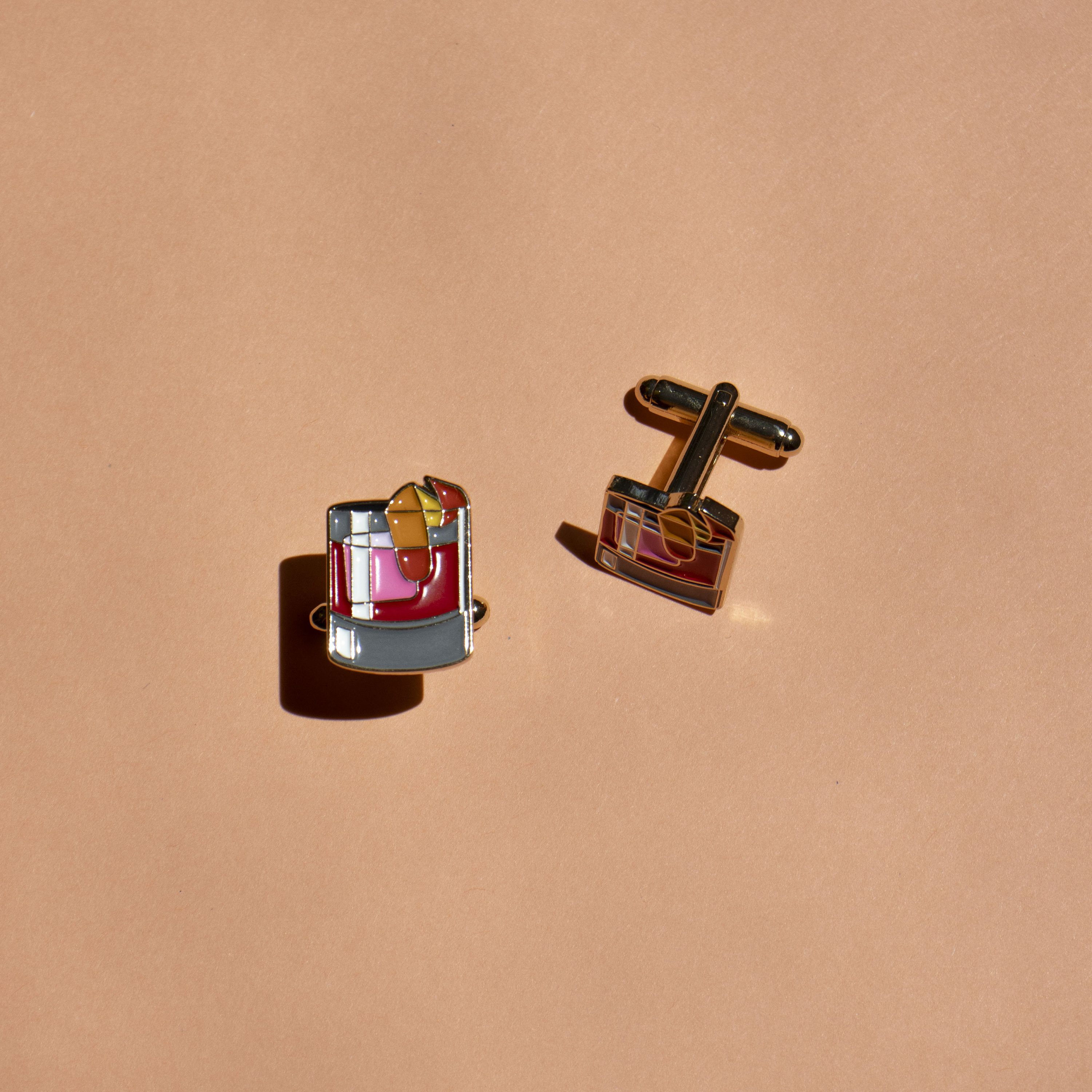 Negroni Cocktail Cufflinks - Father's Day Gift - Groomsmen Gift - Cocktail Gift