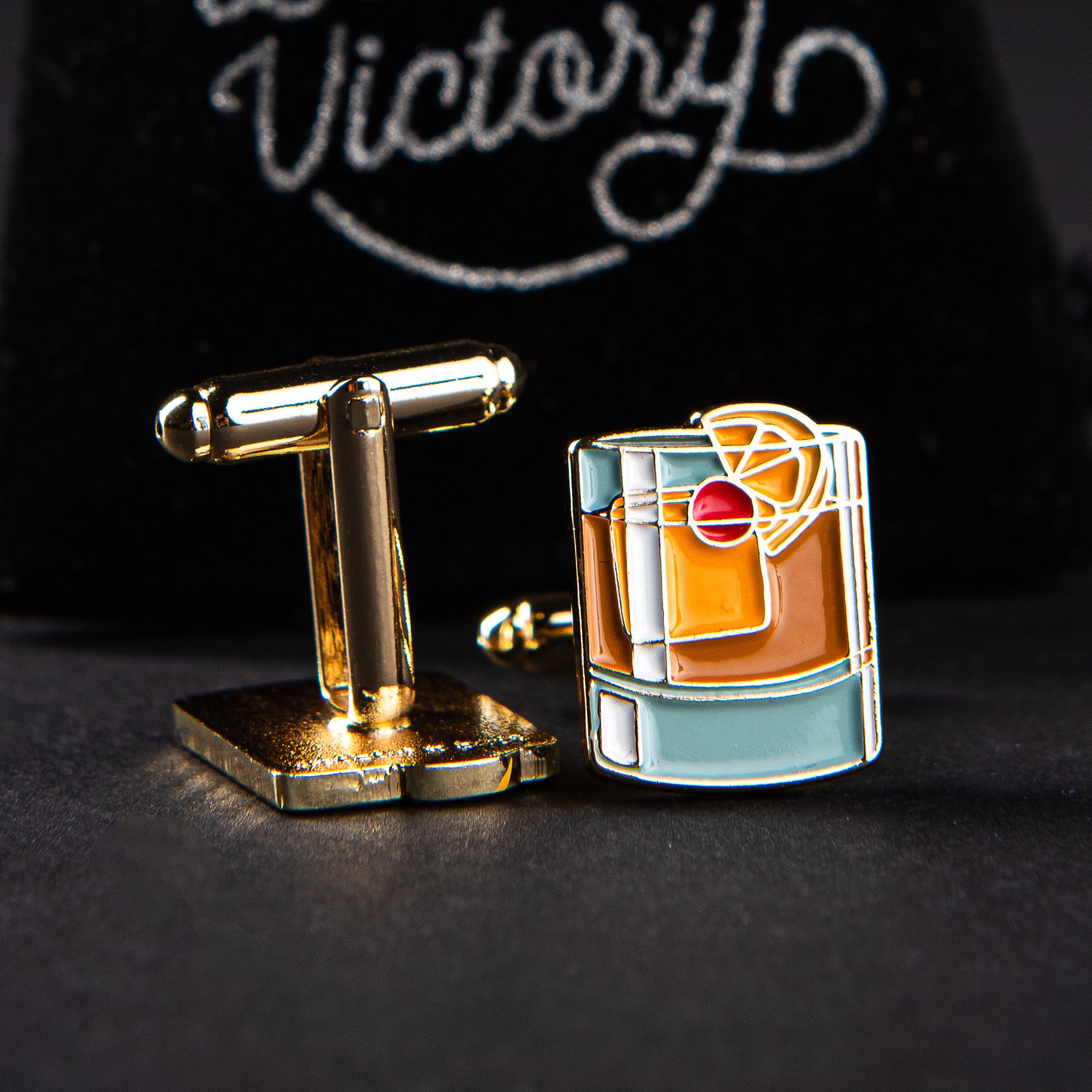 Old Fashioned Cocktail Cufflinks - Father's Day Gift - Groomsmen Gift - Cocktail Gift