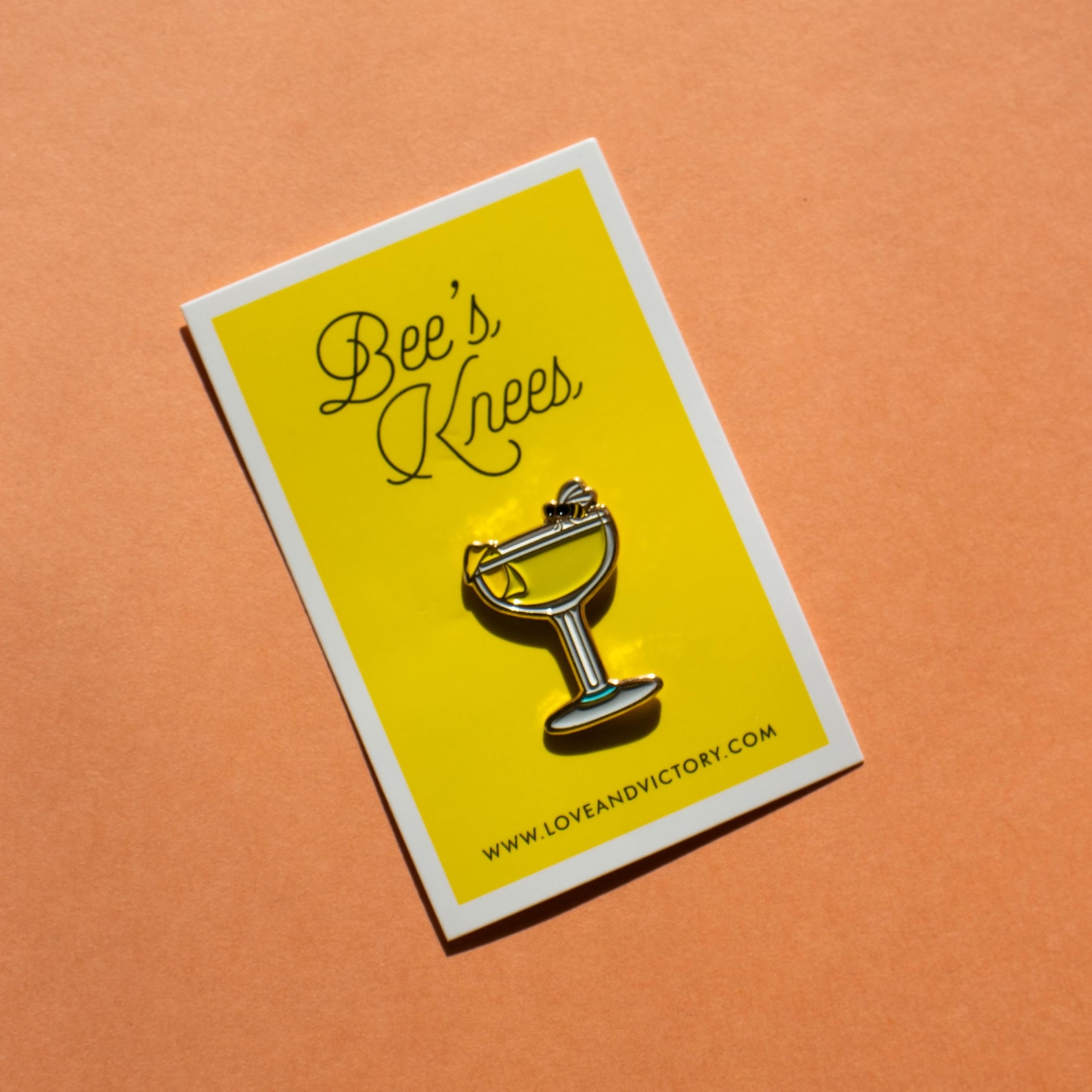 Image of bee's knees cocktail pin