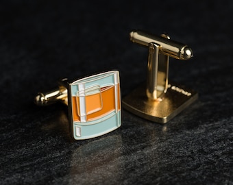 Enamel Whiskey Cufflinks: Cocktail Lover Gift