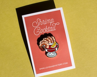 Shrimp Cocktail Enamel Pin - Seafood Lover Gift