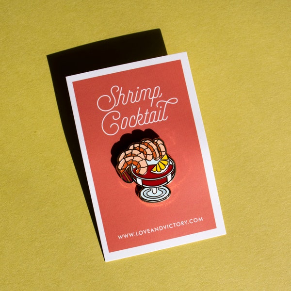 Shrimp Cocktail Enamel Pin - Seafood Lover Gift