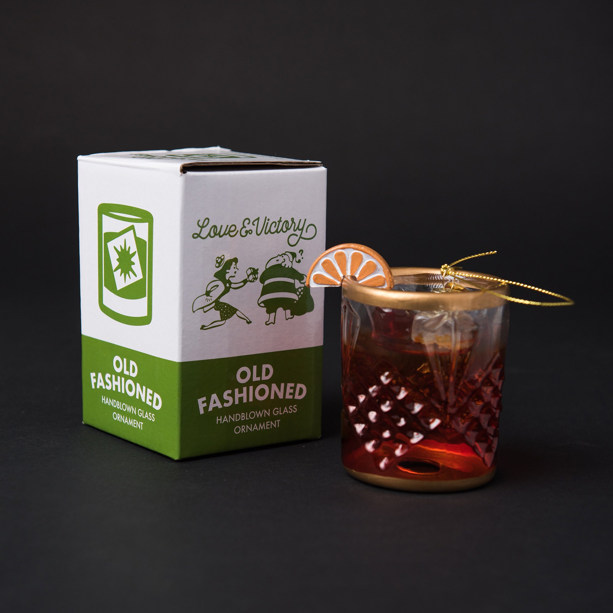 Old Fashioned - Whiskey Cocktail Christmas Ornament - Holiday Gift - Whiskey Lover Gift - Handblown Glass Decoration